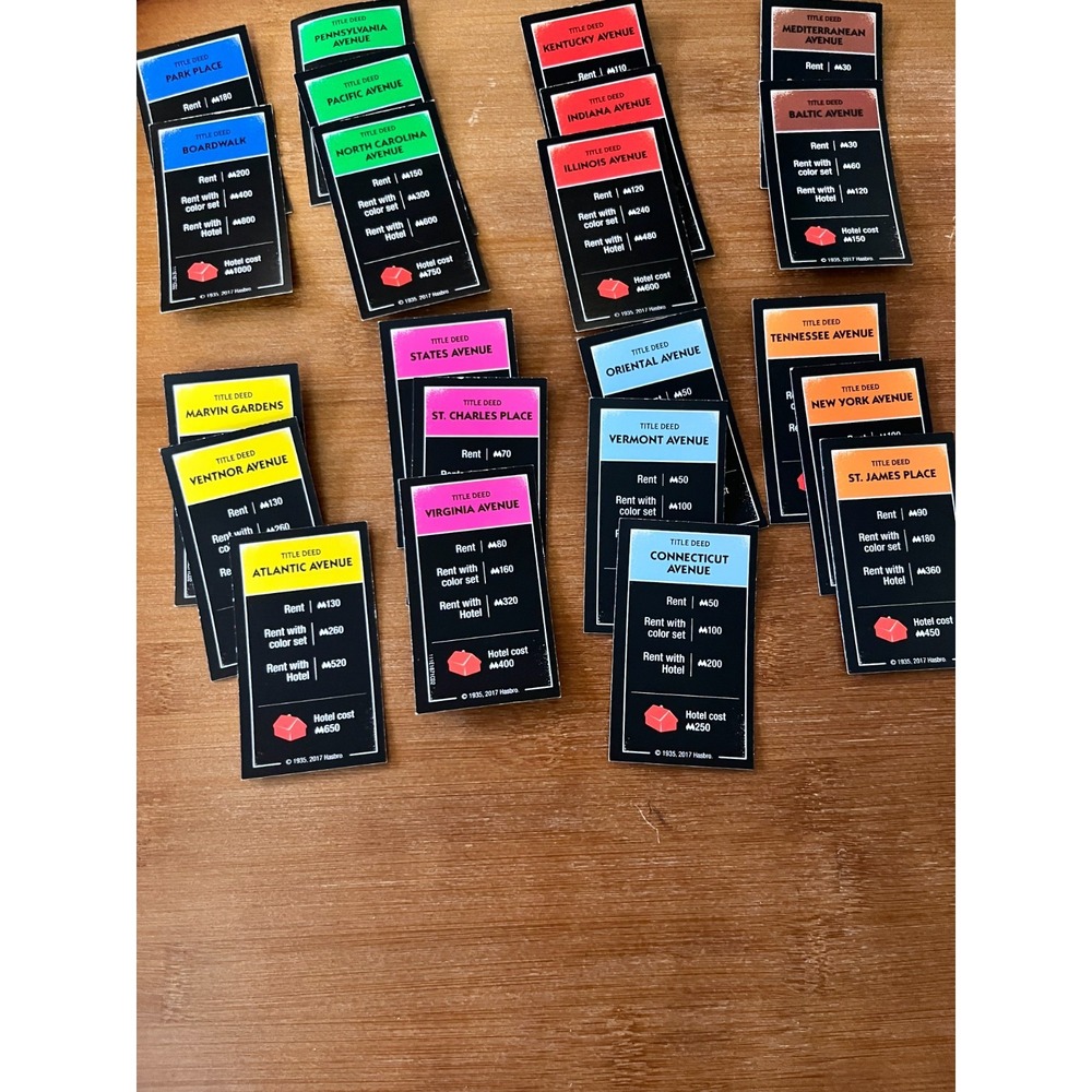 Monopoly Cheaters Edition 22 Title Deed Cards 2017 Replacement Pieces